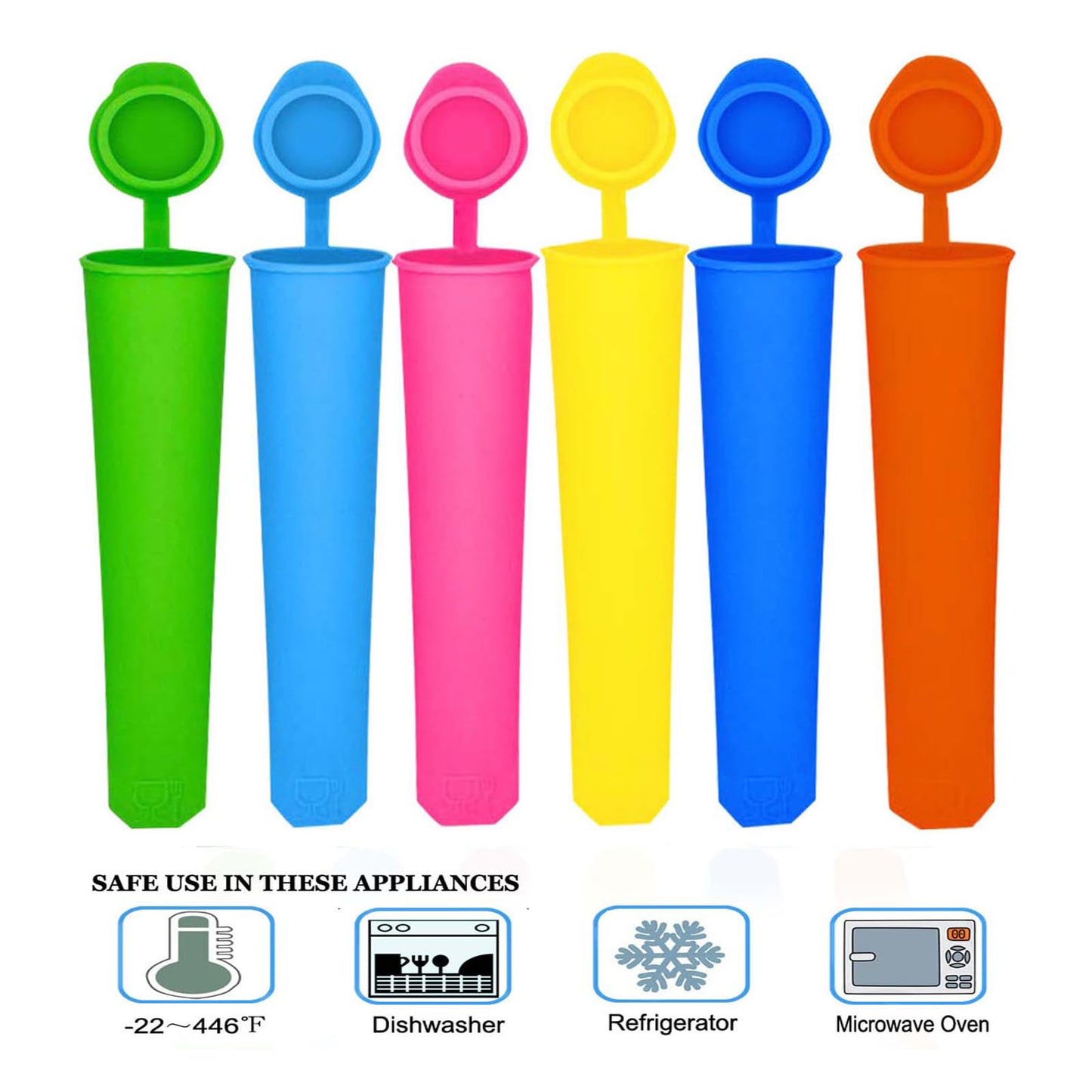 Silicone Ice Pop Mold Wpunwen Popsicle Molds with Lids 6 Pcs Silicone Popsicle Molds Reusable Popsicle Tubes with Clean Brush Durable Pure Color