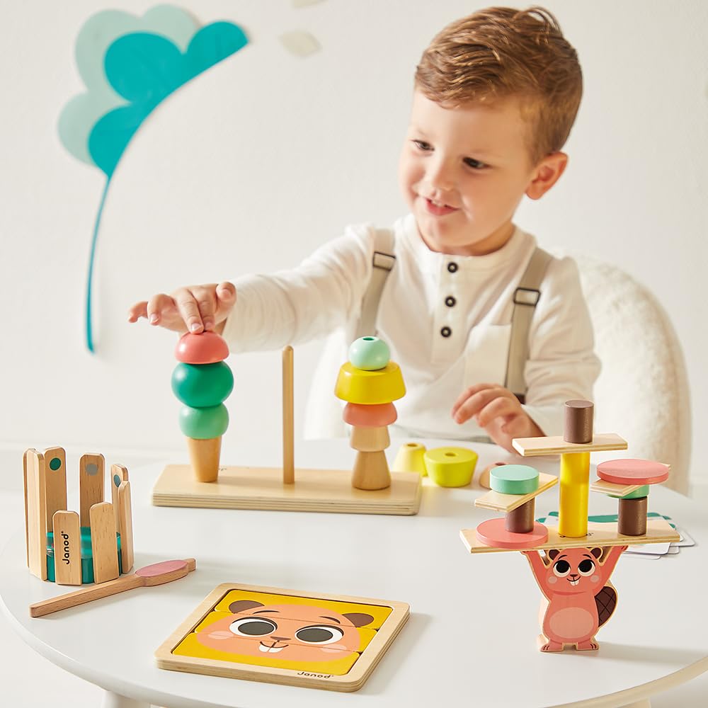 Janod Toy Box - 4 Piece Subscription Learning Set - Early Learner Essentials - Ages 36 Months+ - J04066