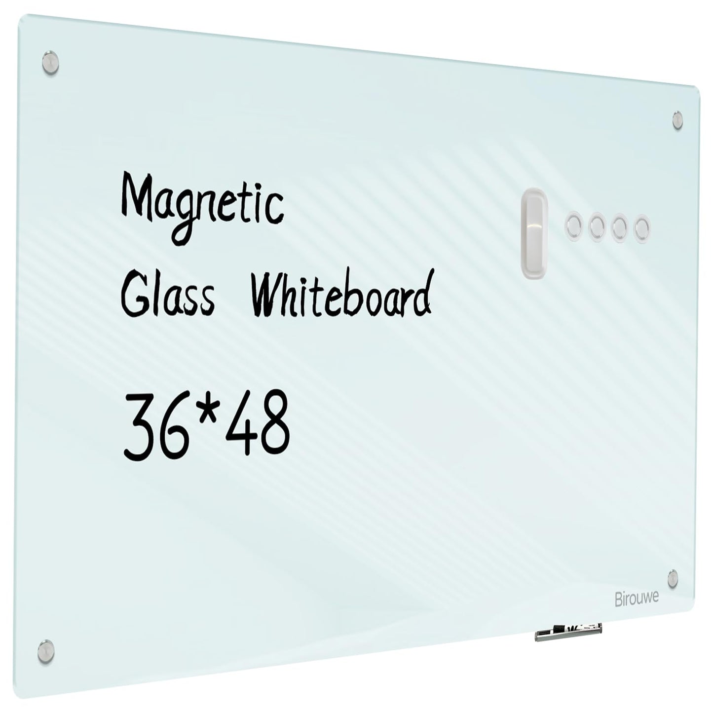 Magnetic Glass Whiteboard - Glass Dry Erase Board 48"x36" Large Frameless Board for Walls Office School and Home