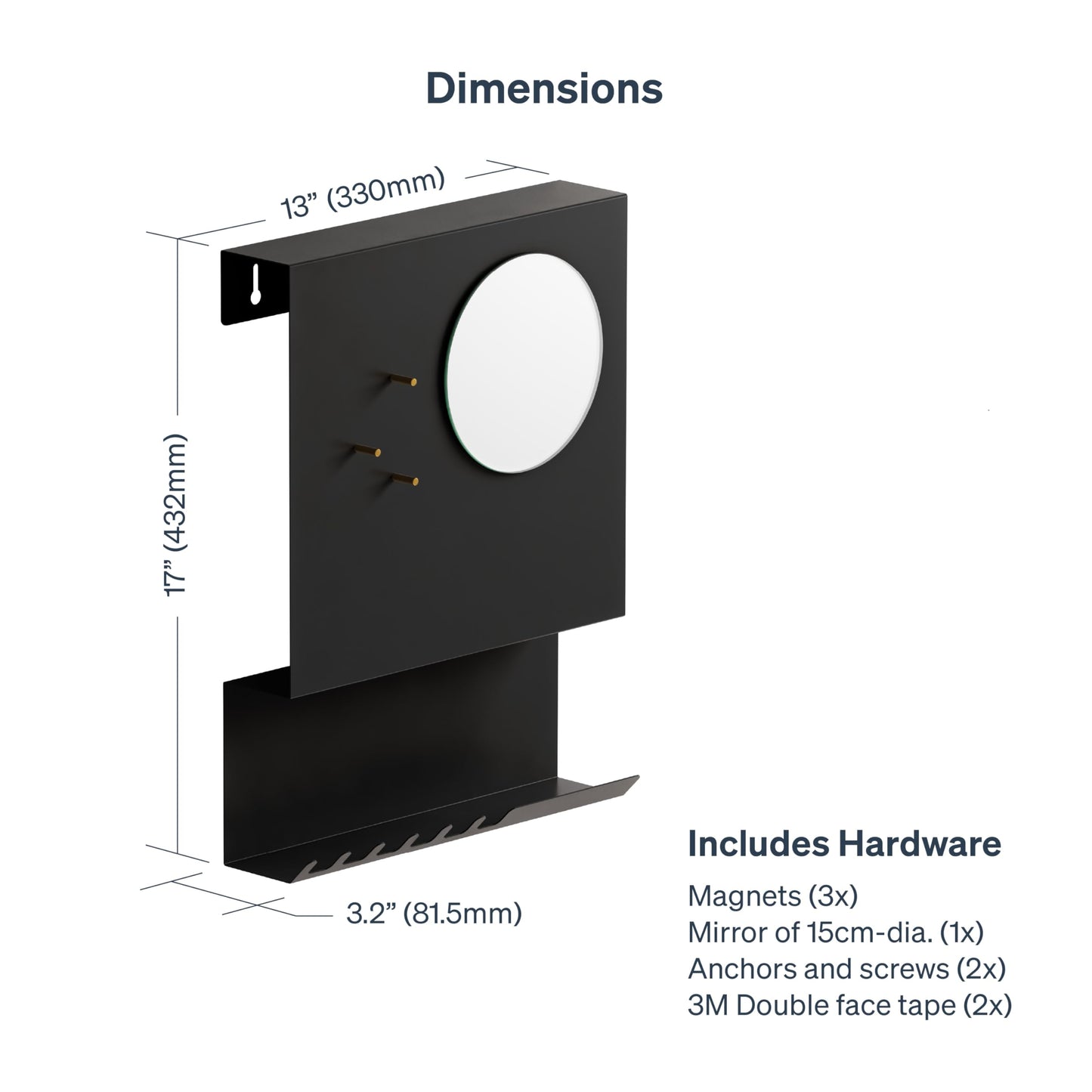 PeachyModern Key Holder Wall Mount and Mail Organizer - Hide Your Mail with a Modern and Minimal Look (Black)