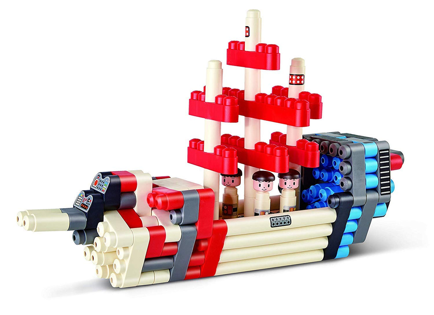 Hape PolyM Space Adventure Rocket Construction Kit | 138 Piece Building Brick Toy Play Set for Kids - Figurines and Accessories Included
