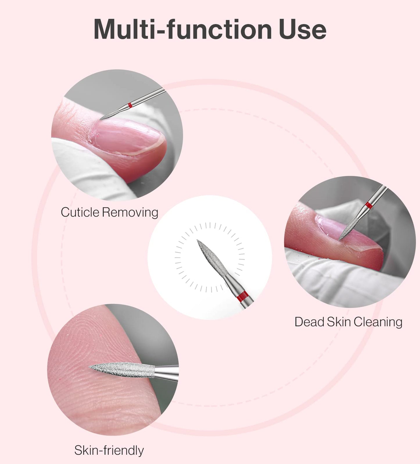 MelodySusie 2mm Flame Shape Cuticle Clean Nail Drill and Nail Art Palette