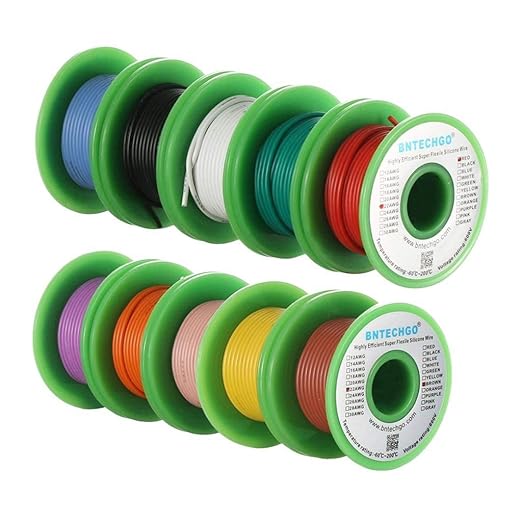 BNTECHGO 22 Gauge Silicone Wire Kit 10 Color Each 30 ft Flexible 22 AWG Stranded Tinned Copper Wire