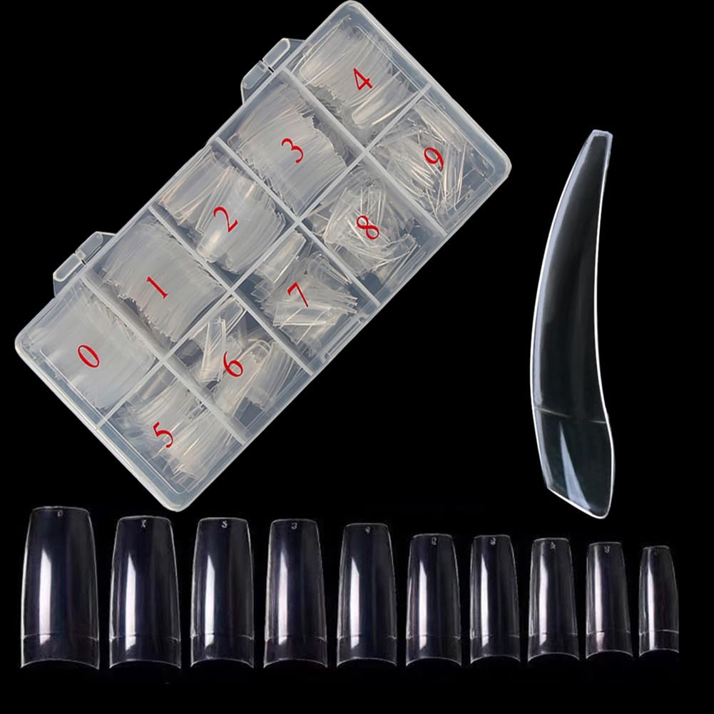 Acrylic Nail Tips 500Pcs Natural & 500Pcs Clear French Artificial False Tip for Manicure Nails Art Salons & Home DIY
