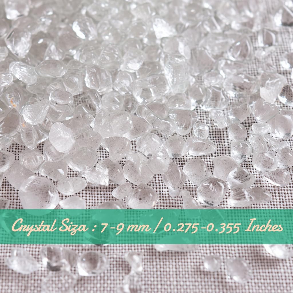 SigMntun Polished Clear Quartz Crystal Chips 200 Pcs - 0.3", Tumbled Stone Chips Crushed Sea Glass Stones Healing Reiki Crystal Making Home Decoration