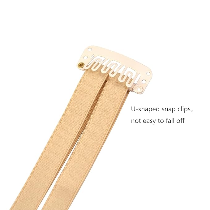 Facelift Bands with Clips - Invisible Stretching Lifting Straps, Adjustable Elastic Slimming Bands (24cm Blonde Double)