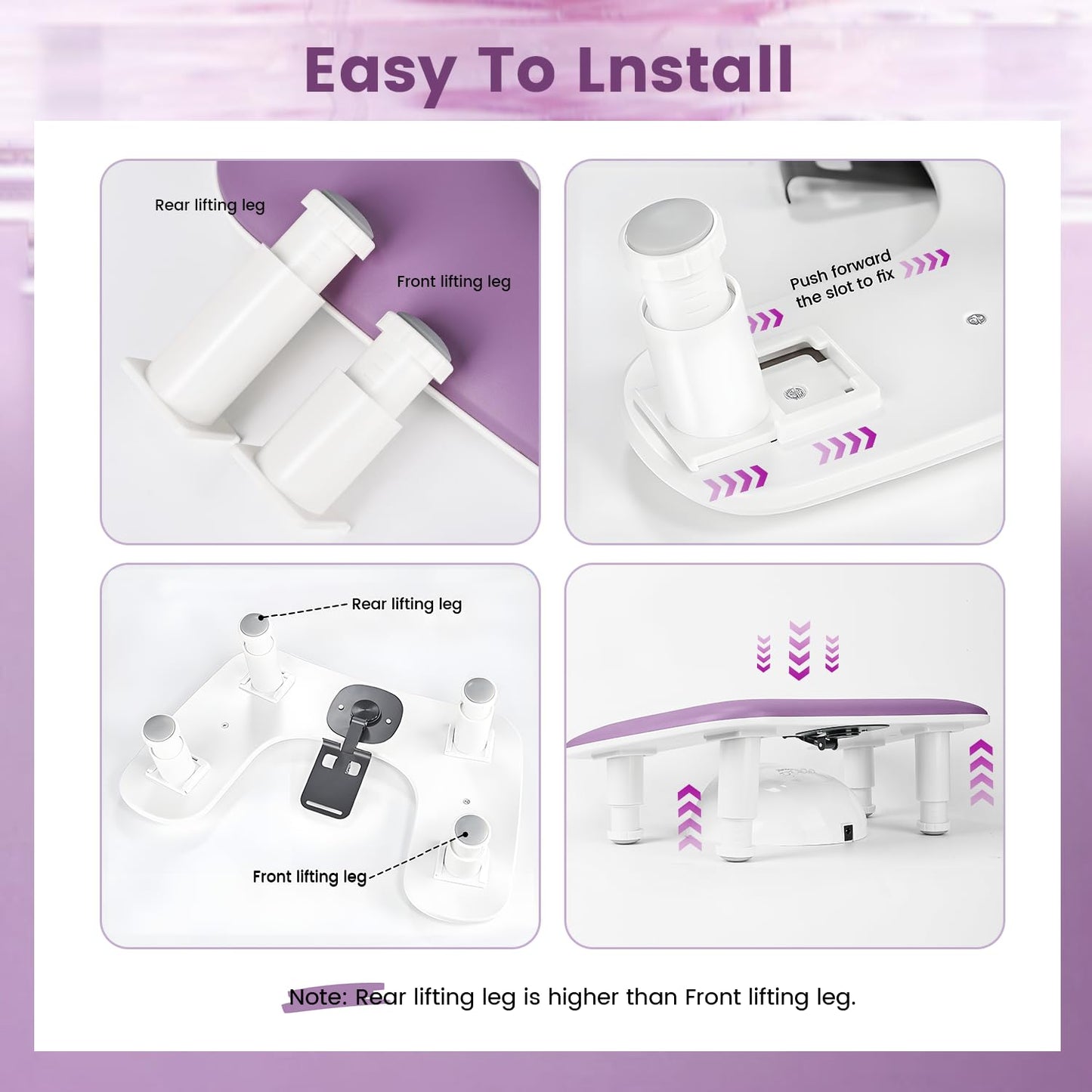 JODSONE Purple U-Shaped Manicure Arm Rest for Nails Tech with Rotating Phone Holder and Adjustable Nail Arm Rest Detachable Manicure Hand Rest for Salon Design