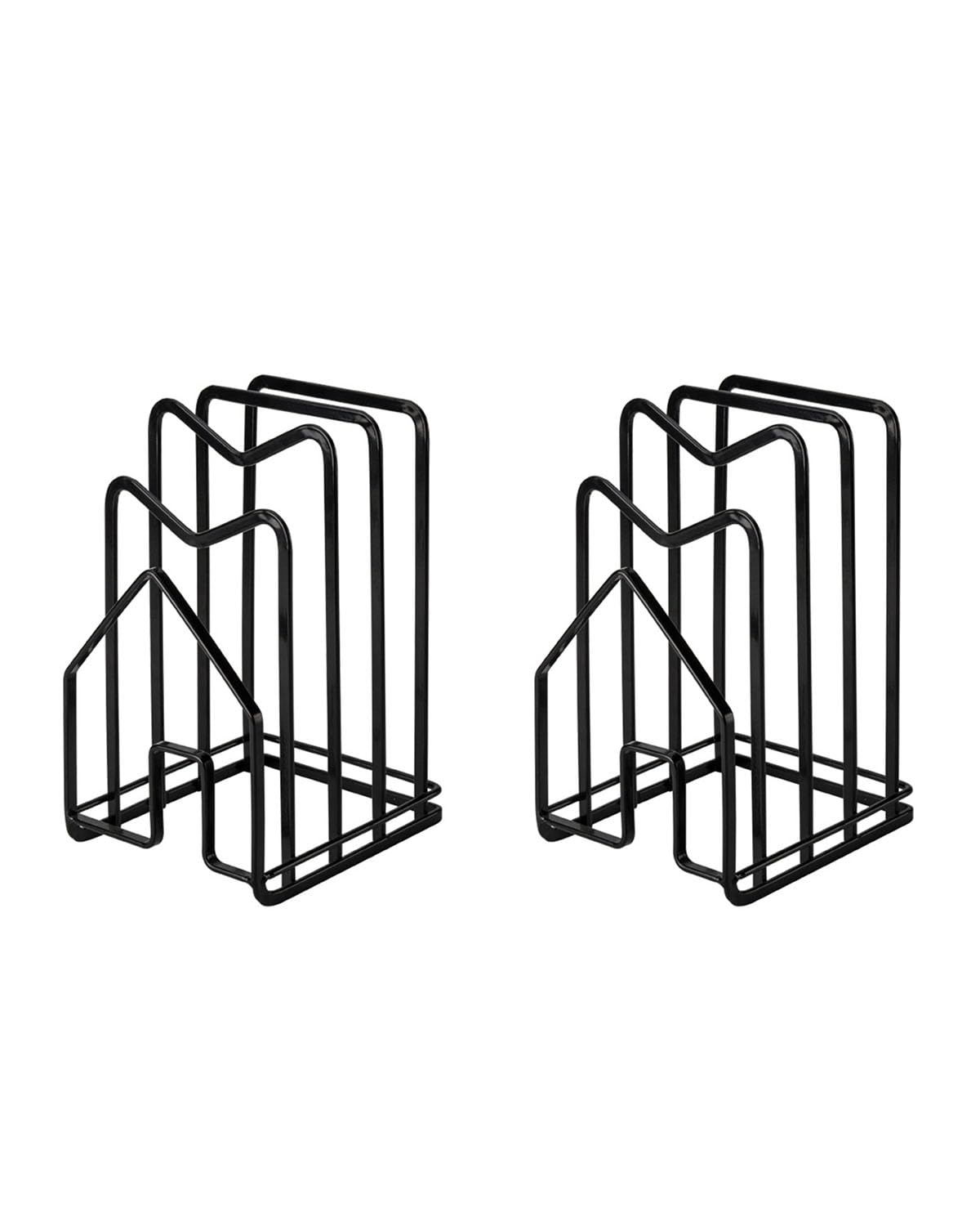 SUNFICON 2 Pack Cutting Board Racks Holders Pot Pan Lids Holders Chopping Board Organizers Thin Bakeware Trays Dry Display Stands Kitchen Countertop Cabinet Office Black