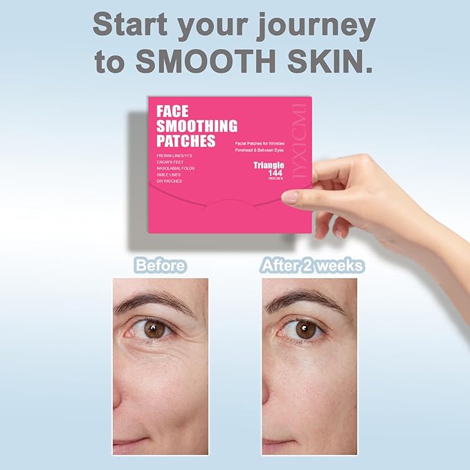 Wrinkle Patches for Face Overnight, Face Tape for Wrinkles, Facial Patch for Forehead, Eyes, Crows Feet, Smile Lines - 144 Count Adhesives Patches Per Box