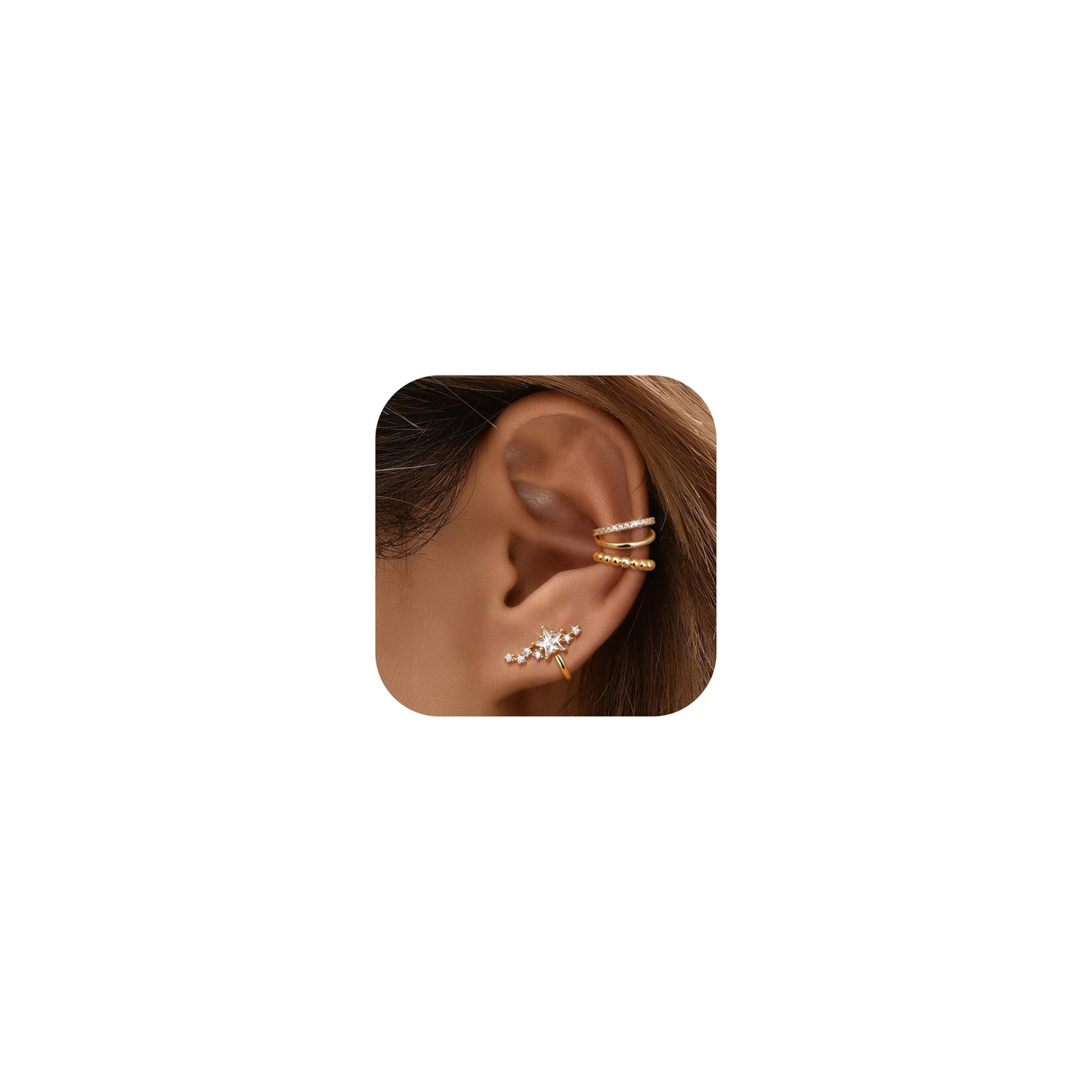 Dochais Ear Cuff Earrings for Women Non Piercing 14K Gold Plated Ear Cuff for Non Pierced Ears Clip on Cartilage Earring Dainty Fake Earrings G2