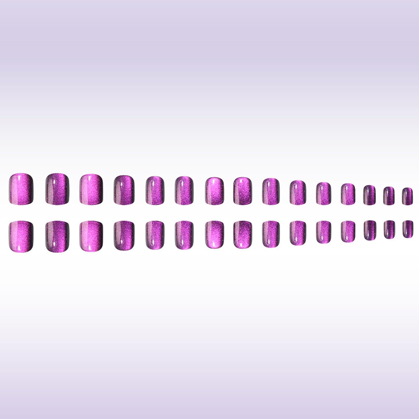 Purple Glitter Press On Nails Short Square Fake Nails Purple Glitter Design Stick On Nails Press Ons Reusable False Nails Full Cover Glossy Acrylic Glue On Nail For Women Nail Supplies 30Pcs