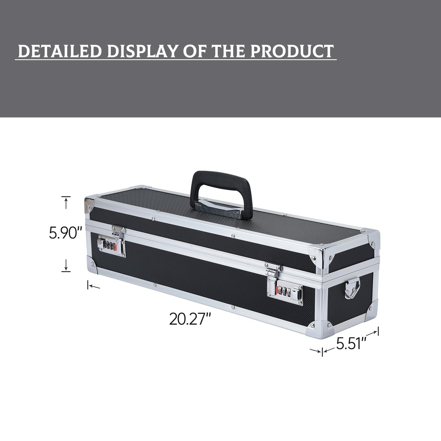 Chef’s Knife Case Aluminum Hard Case with Dual Combination Locks Cultery Carrier Portable Knife Organizer Block Holders Protectors With 8 Slots Can Hold Home Black