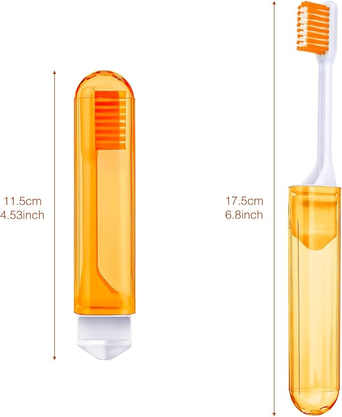 Patelai 4 Pieces Travel Toothbrush Set, Soft Bristle Mini Foldable Tooth Brush with Case, Individually Wrapped Small Portable Travel Size Toiletries Stuff for Camping (Bright Color)