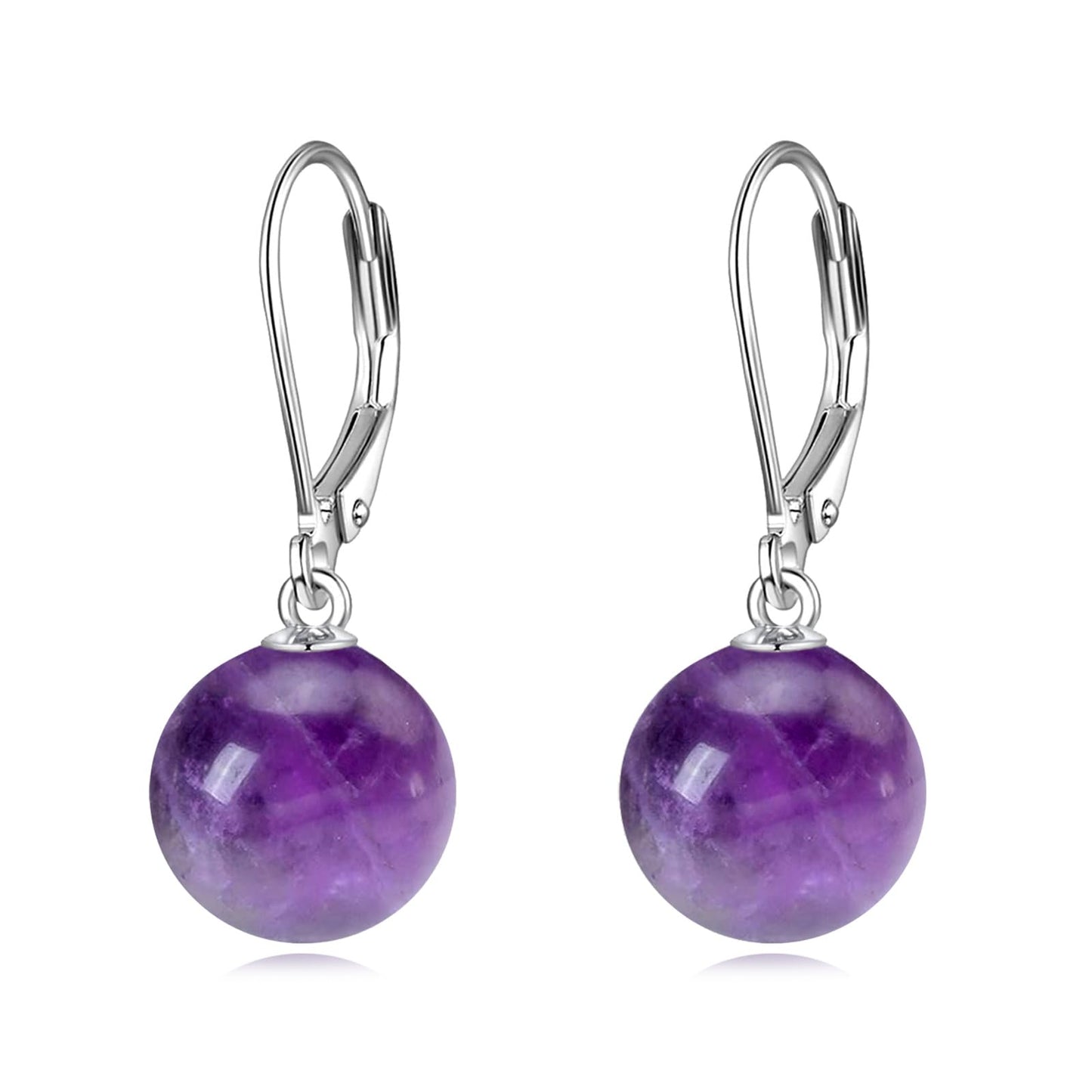 925 Sterling Silver Amethyst Leverback Earrings Dangle Drop Jewelry Gifts for Women (Amethyst)