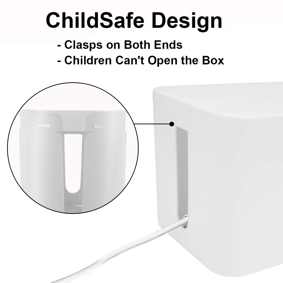 Cable Management Box - 3 Pack Cord Organizer Box for Desk - Large Medium Small Cable Box to Hide Power Strip & Wires - Pet-Safe Cord Hider for TV Computer Under Desk - White