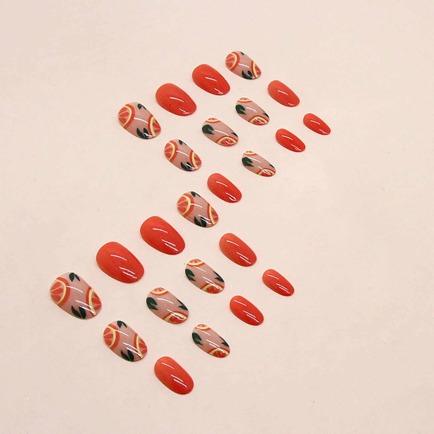 Fall Press on Nails Short Almond SWEKKE Fake Nails Orange Full Cover Orange False Nails with Designs Glossy Acrylic Glue on Artificial Nails for Women Girls 24 Pcs