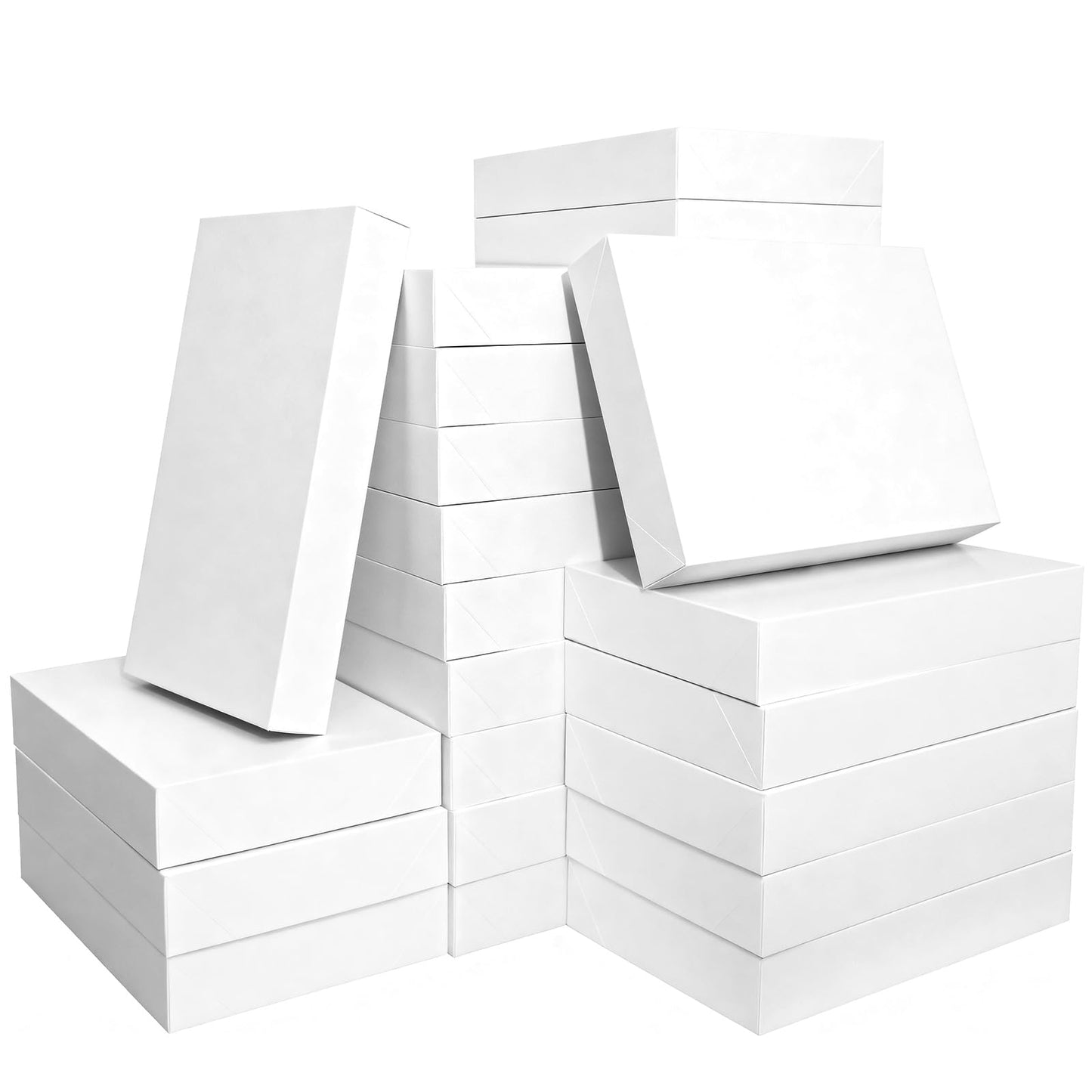 Breeze Touch 30 Pack 17" Christmas Gift Boxes with Lids for Presents, White Shirt Gift Wrapping Present Boxes for Clothes,Shirts,Robes,Sweaters and Socks