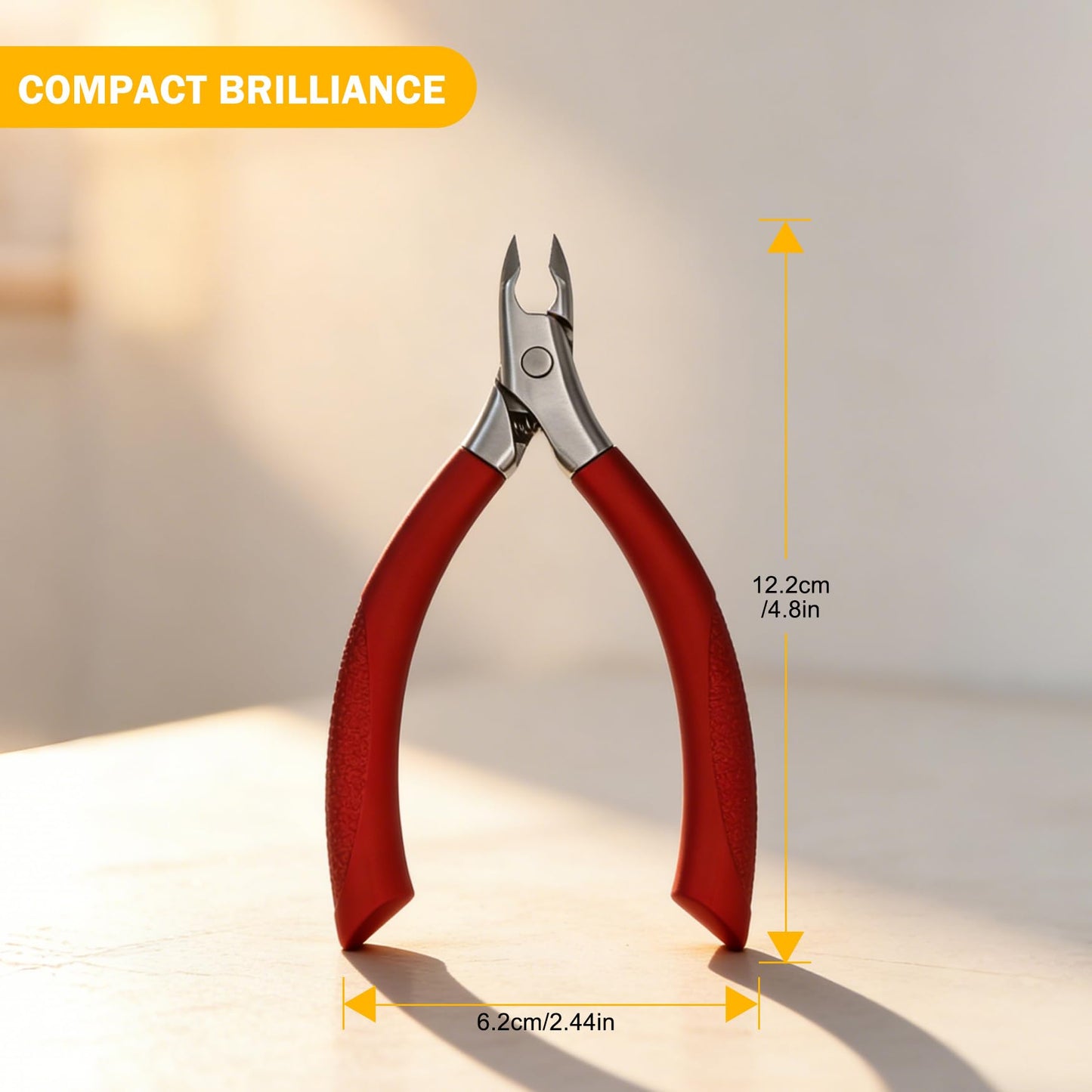 BEZOX Cuticle Clipper for Salon-Worthy Nails - Professional Half Jaw (5 mm) Cuticle Trimmers with Silicon Handle for Expert Manicures, Precision Cuticle Cutters Premium Cuticle Tool - Red