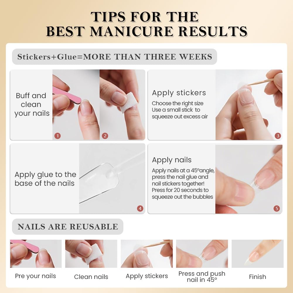 evpct Cool Brown Medium Oval Glossy Press on Nails for Women Gift, Glossy Nude Brown Fake Nail with Kits Manicure Kit, Soft Gel Full Cover Reusable Stick on Soft Acrylic False Nails Perfectly Fit
