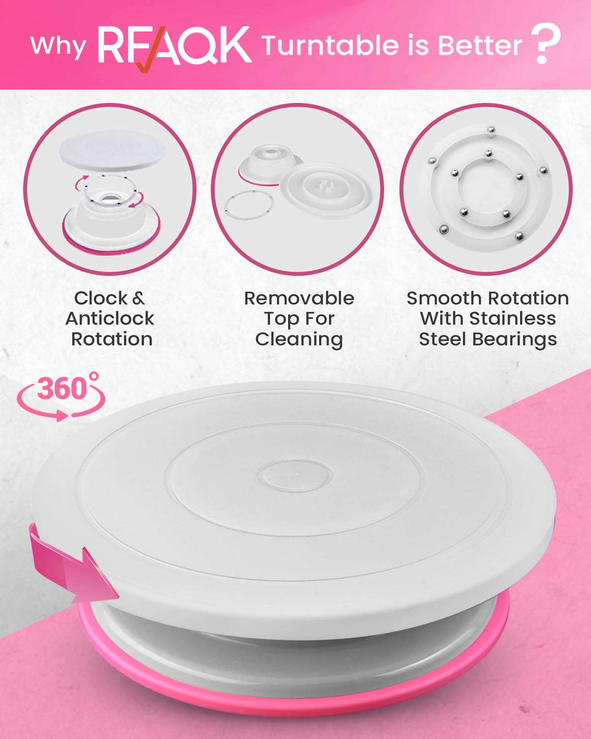 RFAQK 200PCs Cake Decorating Kit with Cake Turntable & Leveler, Baking Supplies Gift Includes 110+1 Piping Bags,55 Icing Tips,2 Frosting Spatulas, Adjustable Scraper, Complete Video Course & much more