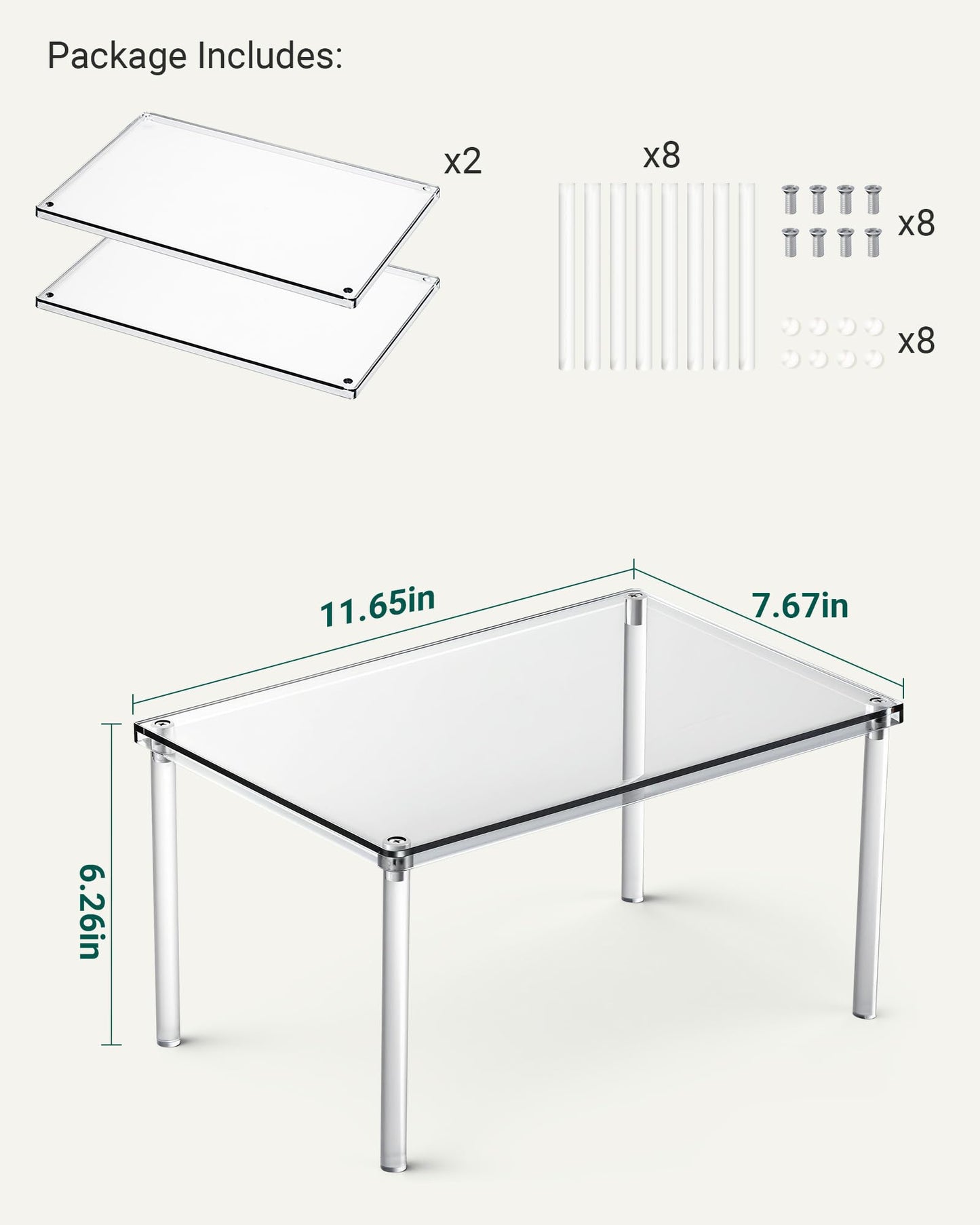 Bobomoment Acrylic Cabinet Organizer, Set of 2 Shelf Organizer, Spice Rack Organizer for Cabinet, Desk Countertop Organizer, Stackable Shelves for Pantry Kitchen Storage and Organization