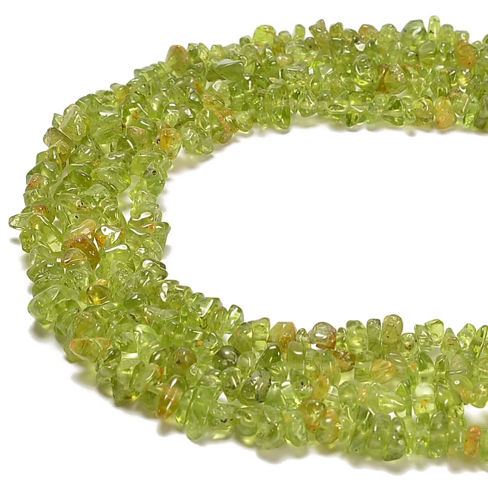 PLTbeads Gemstone Chips Natural Green Peridot Lazuli 3-5mm Healing Crystals Waist Bracelets Necklace Kit Irregular Stone DIY Crafts Design Jewelry Making Approxi 32 inch
