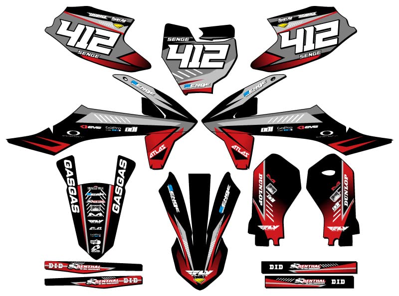 2021-2024 MC-E 3 Surge Black Senge Graphics Complete Kit with Rider I.D. Compatible with GASGAS - color: Black, size: Complete Kit With Rider I.D.
