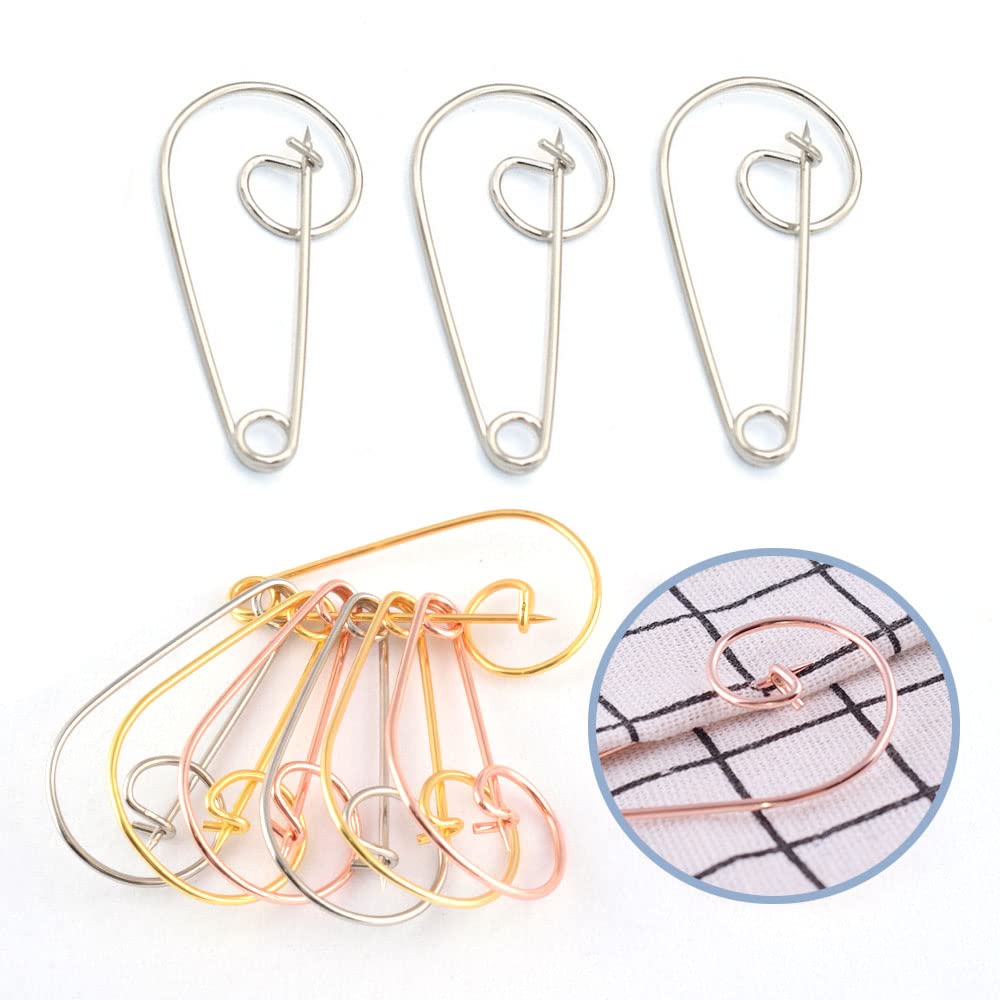 Metal Large Safety pins - 2.2 inch Silver Spiral pin for Blankets Skirts Crafts Kilts Crafts Home Accessories 40pcs (Silver)