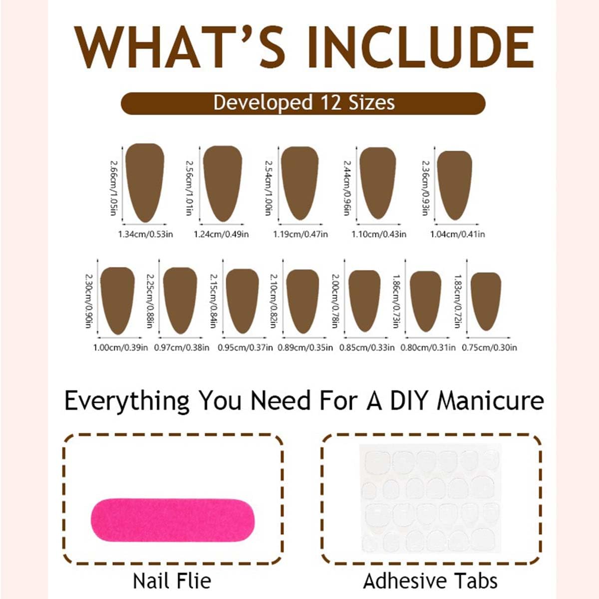 Medium Almond Press On Nails Brown Fake Nails Flower With Golden Beads Design Acrylic Full Cover Nails Artificial Nails Glossy Glue On Nails Stick On Nails For Women Manicure 24pcs