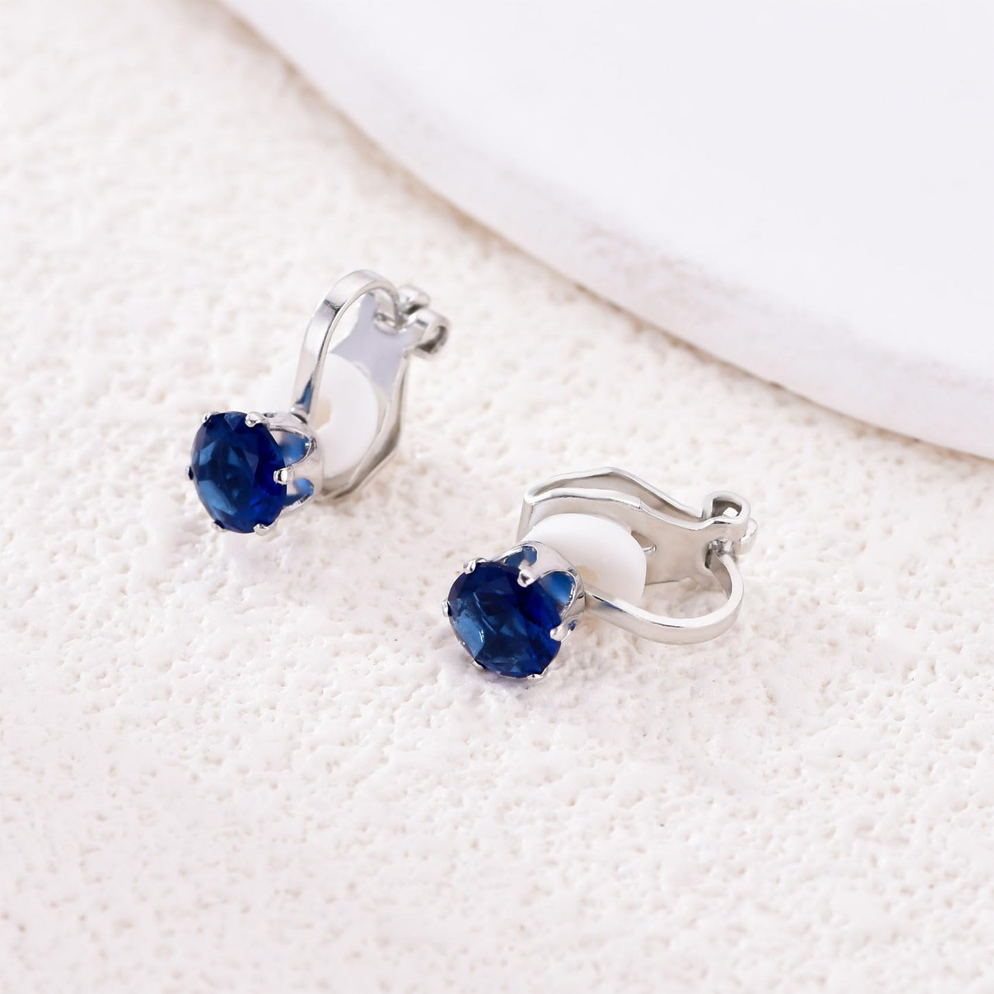 Spiritlele 12 Pairs Birthstone CZ Clip on Stud Earrings Set Round Cubic Zirconia Clip on Non Piercing Fake Stud Earrings Birthday Gifts Unisex (Circle)