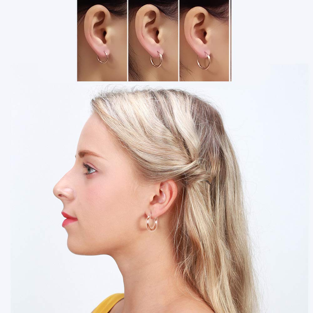 Gabry&jwl 14mm Rose Gold Hypoallergenic Stainless Steel Cartilage Hoop Earrings