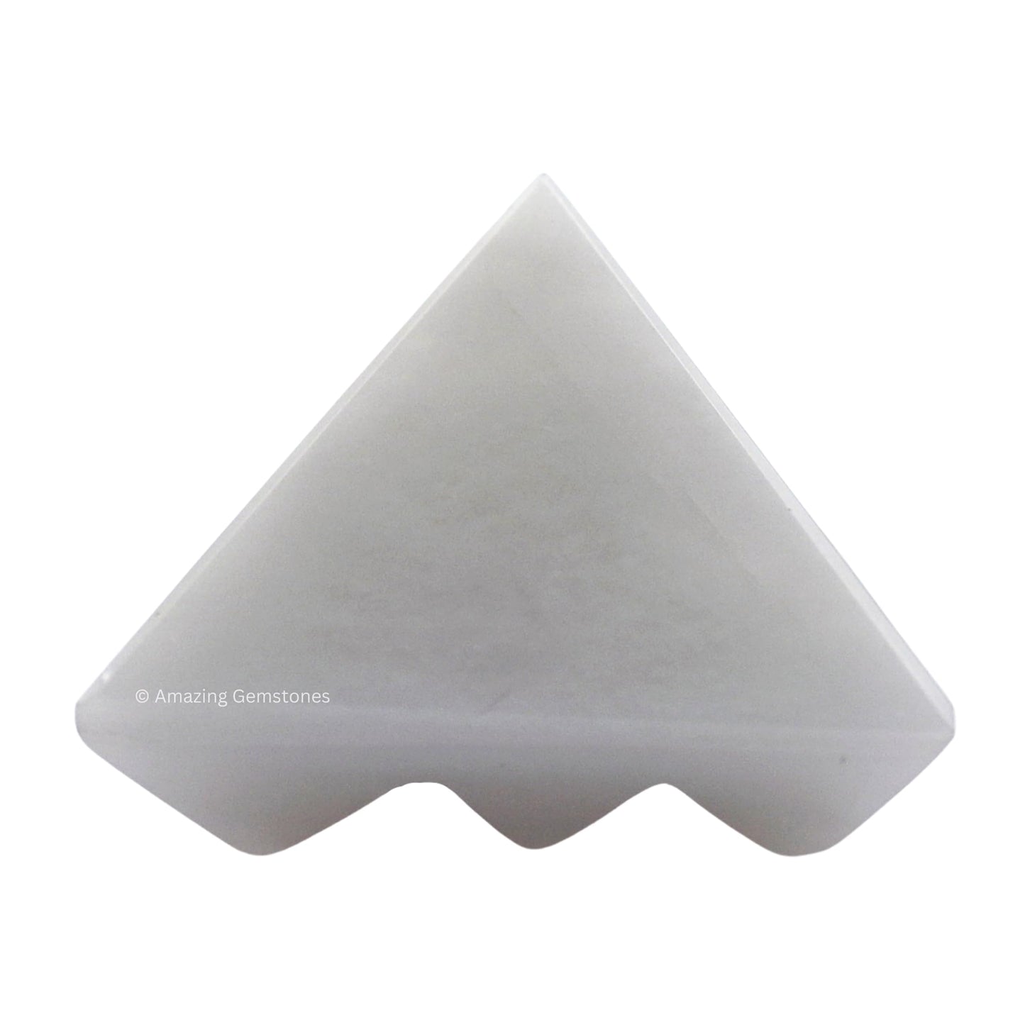 Amazing Gemstone Snow Quartz Crystal Pyramid with 9 Pyramid Plate Bottom - 1" Mini Pyramid Figurine of Natural Stone Pyramid for Meditation, Reiki, Chakra Balancing Vastu Pooja and Crystal Grids