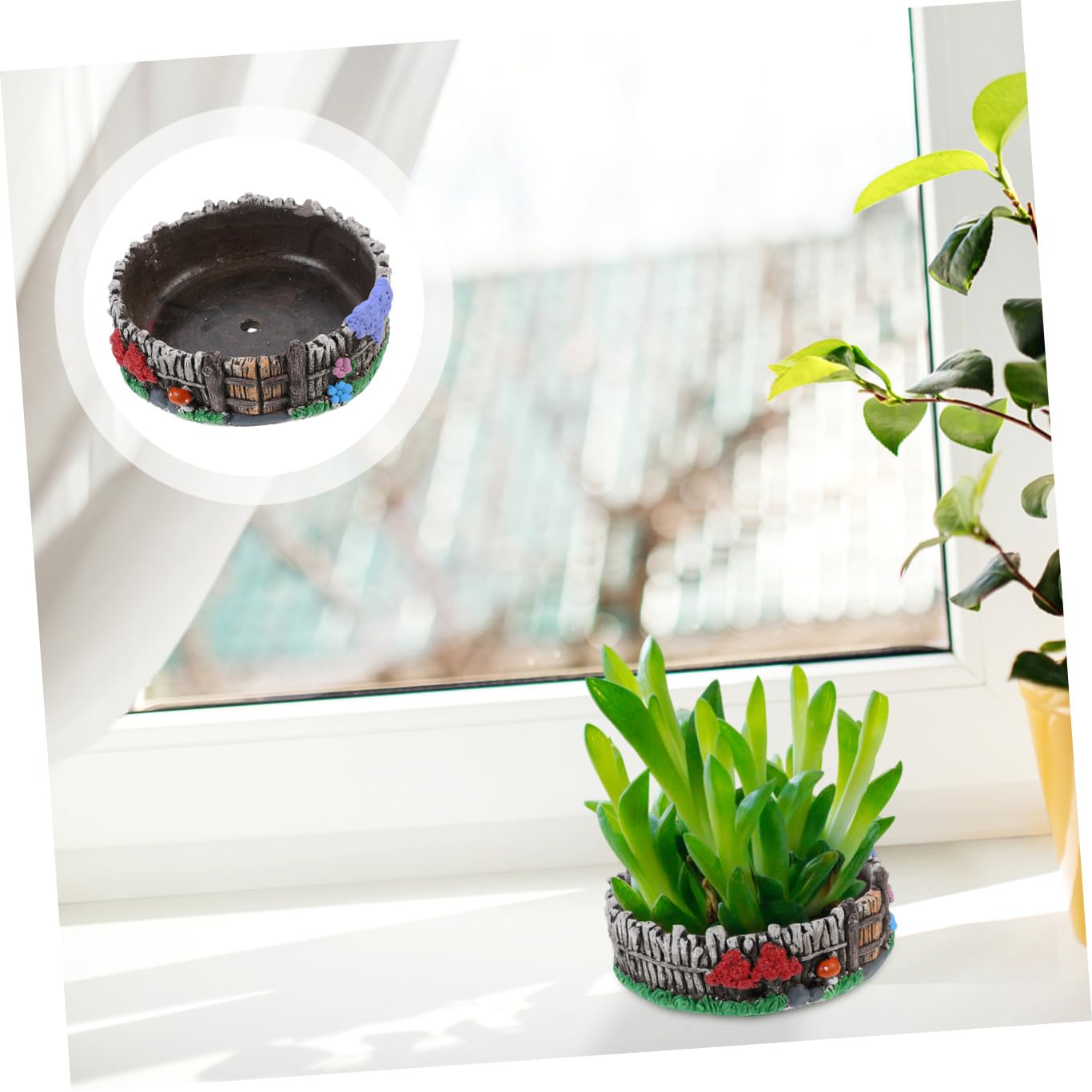 YARNOW 1pc Creative Flower Pot Stylish Cement Plant Container for Home and Garden Decor for Indoor and Outdoor Use for and Greenery Display