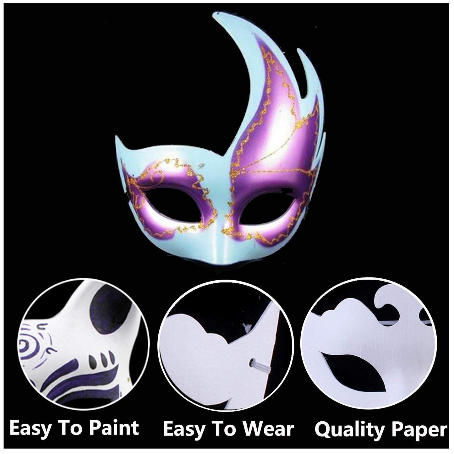 Timtop 14 PCS DIY White Masks Paper Half Face Masquerade Masks Craft Plain Mardi Gras Mask Paintable Blank Halloween Christmas Party Mask