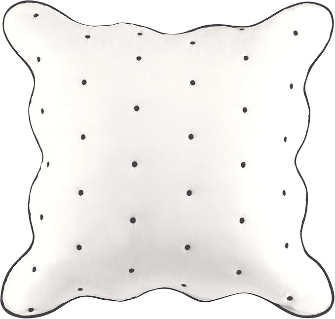 kate spade new york Scalloped Edge Euro Sham, 26" x 26" Decorative Pillow Cover, Single 100% Cotton Cover, Machine Washable, Marshmallow