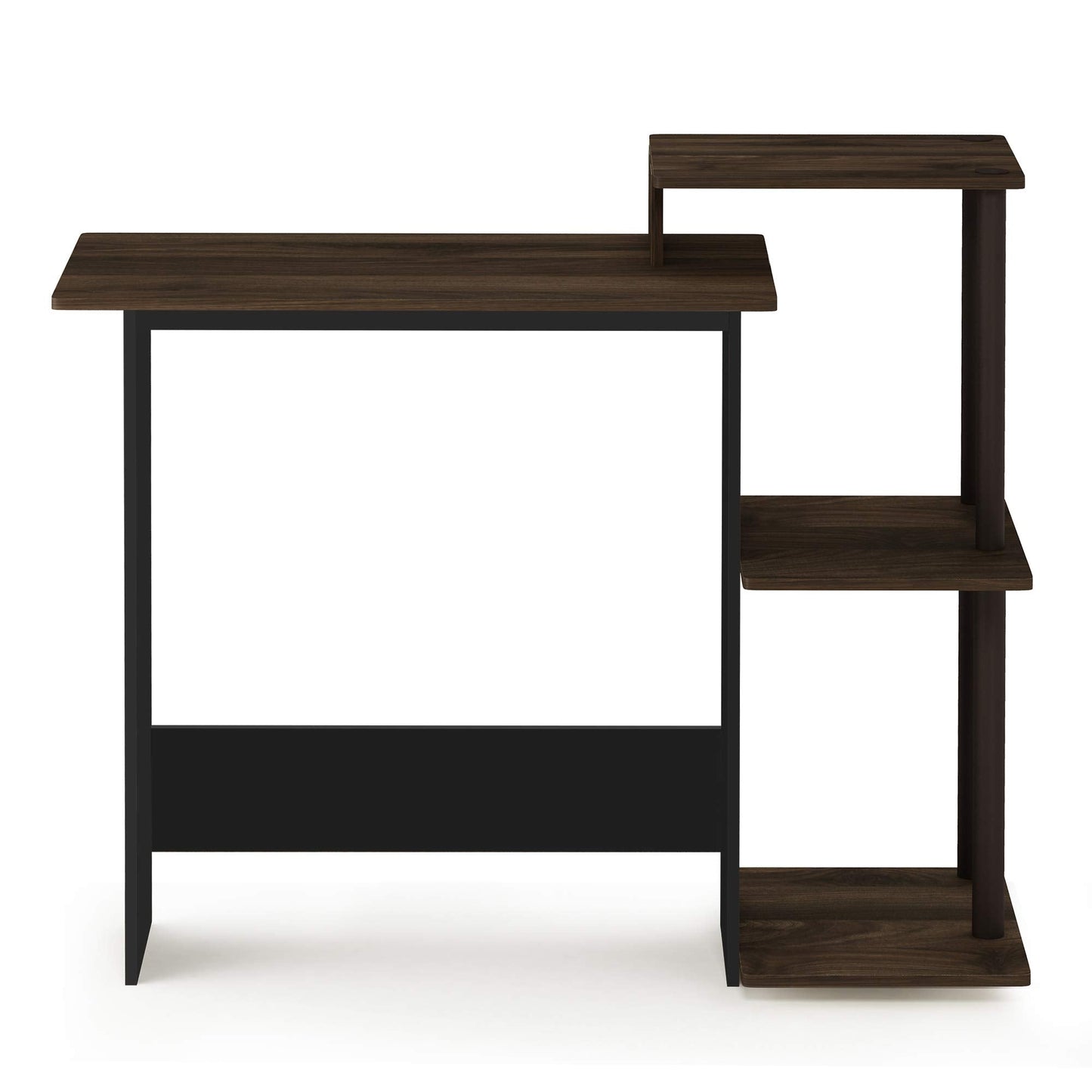Furinno EFFICIENT Desk, 28.6" Wide Gaming Desk with 3 Open Side Shelves, Laptop Notebook Computer Desk, Office Desk for Home Office, Study Room, Dorm, Bedroom, Columbia Walnut