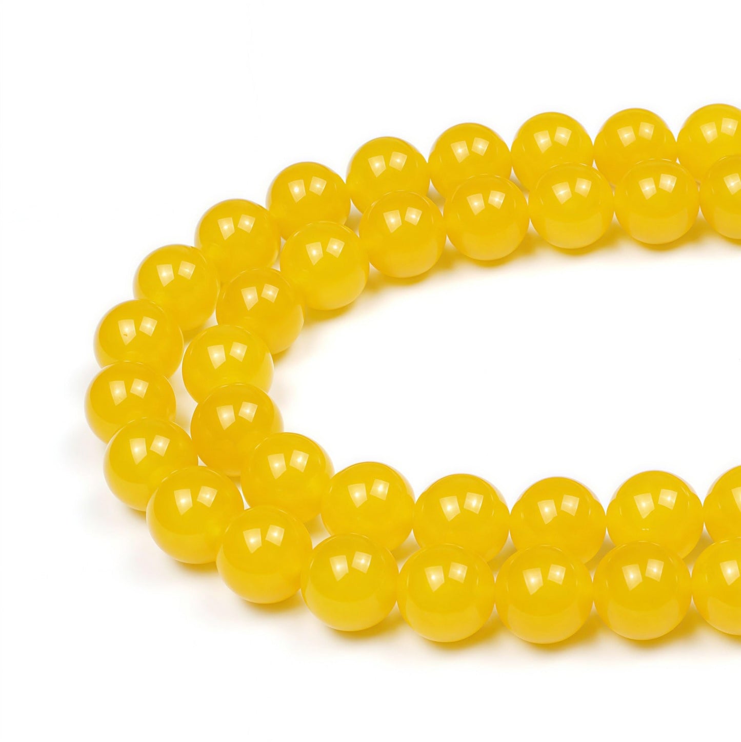 MJDCB Natural Yellow Jade Round Loose Beads for Jewelry Making DIY Bracelet Necklace (10mm)
