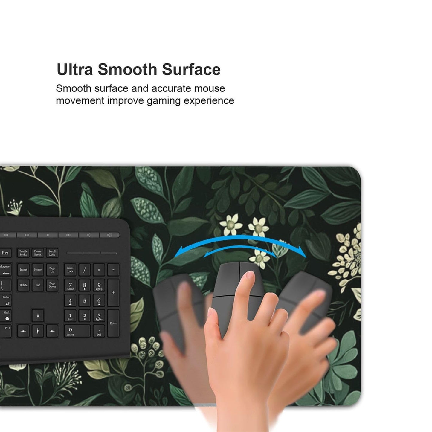 ModrnGld XXL Gaming Mouse Pad 35.4 x 15.7 Inch, Large Floral Desk Mousepad with Vintage Botanical Design, Water-Resistant, Stitched Edges, Non-Slip Rubber Base Desk Mat