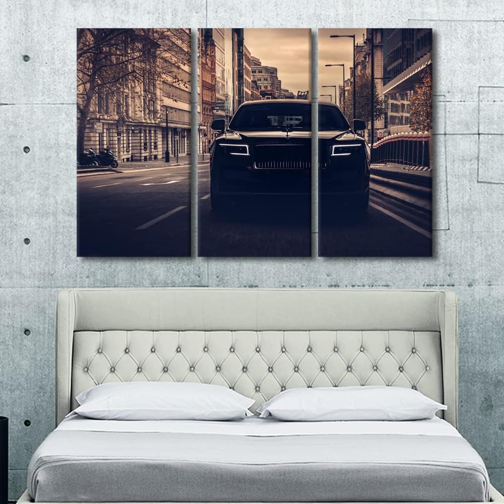 Canvas Wall Art for Living Room Retro Large Wall Art Black Super Car on the Street Modern Artwork Contemporary Home Decor Rustic Print On Canvas Ready to Hang for Teen Boys Bedroom Office 60"Wx40"H