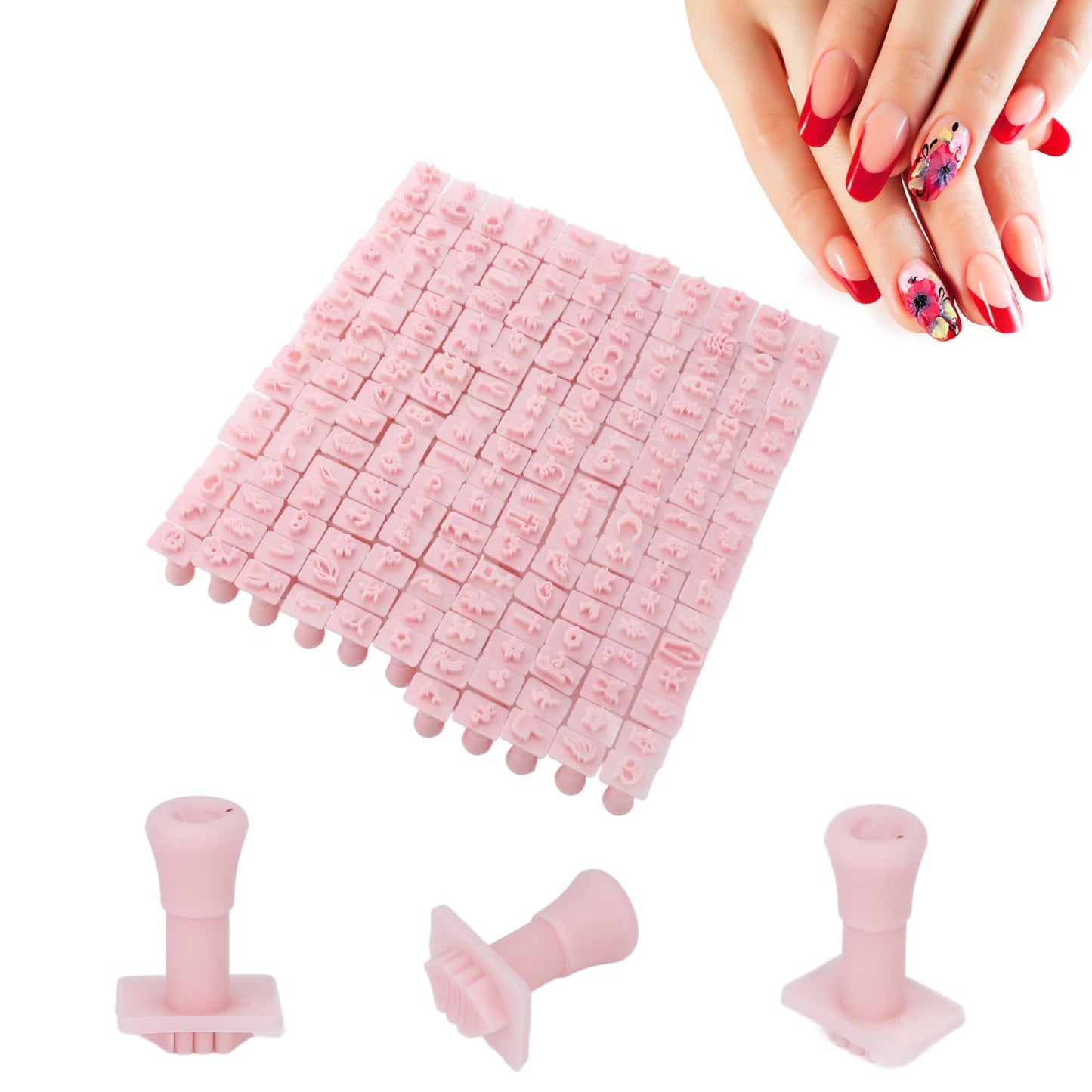 ANKROYU 3D Nail Art Stamper Kit, 192 PCS Clear Silicone Nail Art Stamp with Scrapers, DIY Creative Manicure Design Tool Set, Jelly Stamper, Easy to Use for Beginners, Salon Professionals
