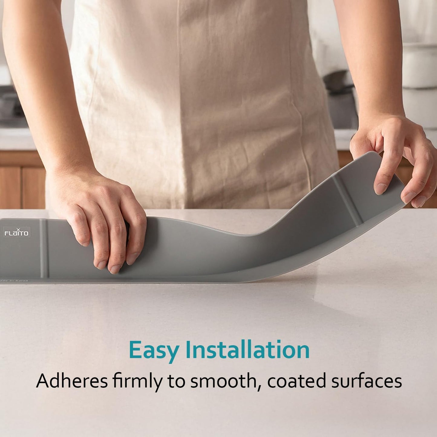 carrotez Silicone Kitchen Sink Splash Guard for Faucet — Silicone Water Splash Guard Mat, Quick Suction Setup, Gray(20.5 x 1.8 x 2.75")