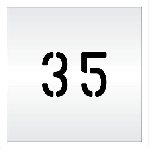 Pavement, Curb, and WheelStop Stencils - 4 inch Double Number Stencil - (35) - 4" x 5.5" x 1/16" (63 mil) - Light-Duty