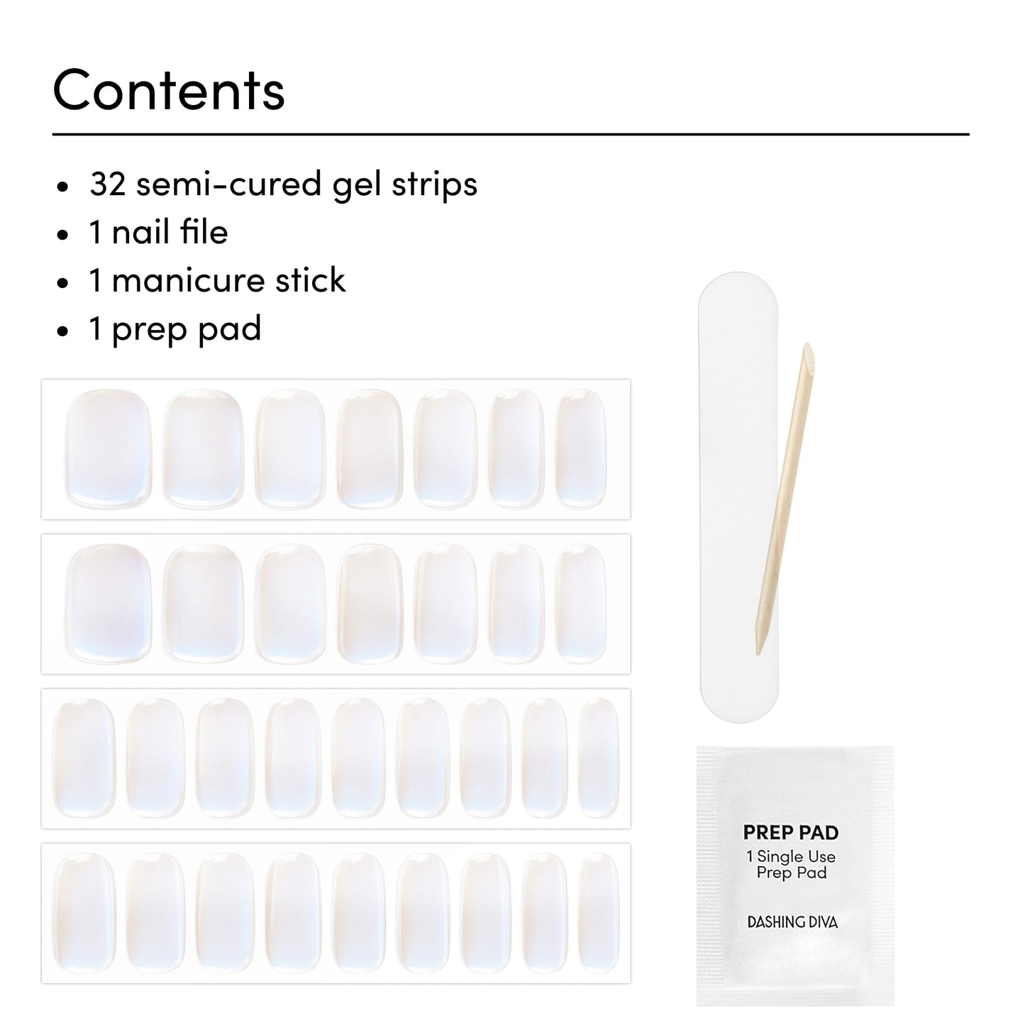 Dashing Diva Glaze Effects Nail Strip Set - Iridesci - Long Lasting, Chip Resistant, Semi-Cured Gel Nails - 4-Piece Manicure Set with 32 Strips