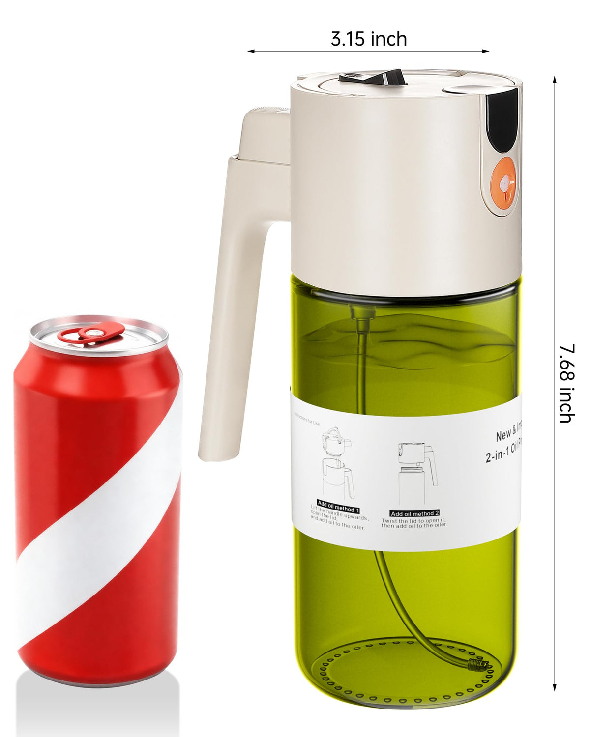 Olive Oil Sprayer & Dispenser Bottle for Cooking 17oz Dark Glass Oil Mister