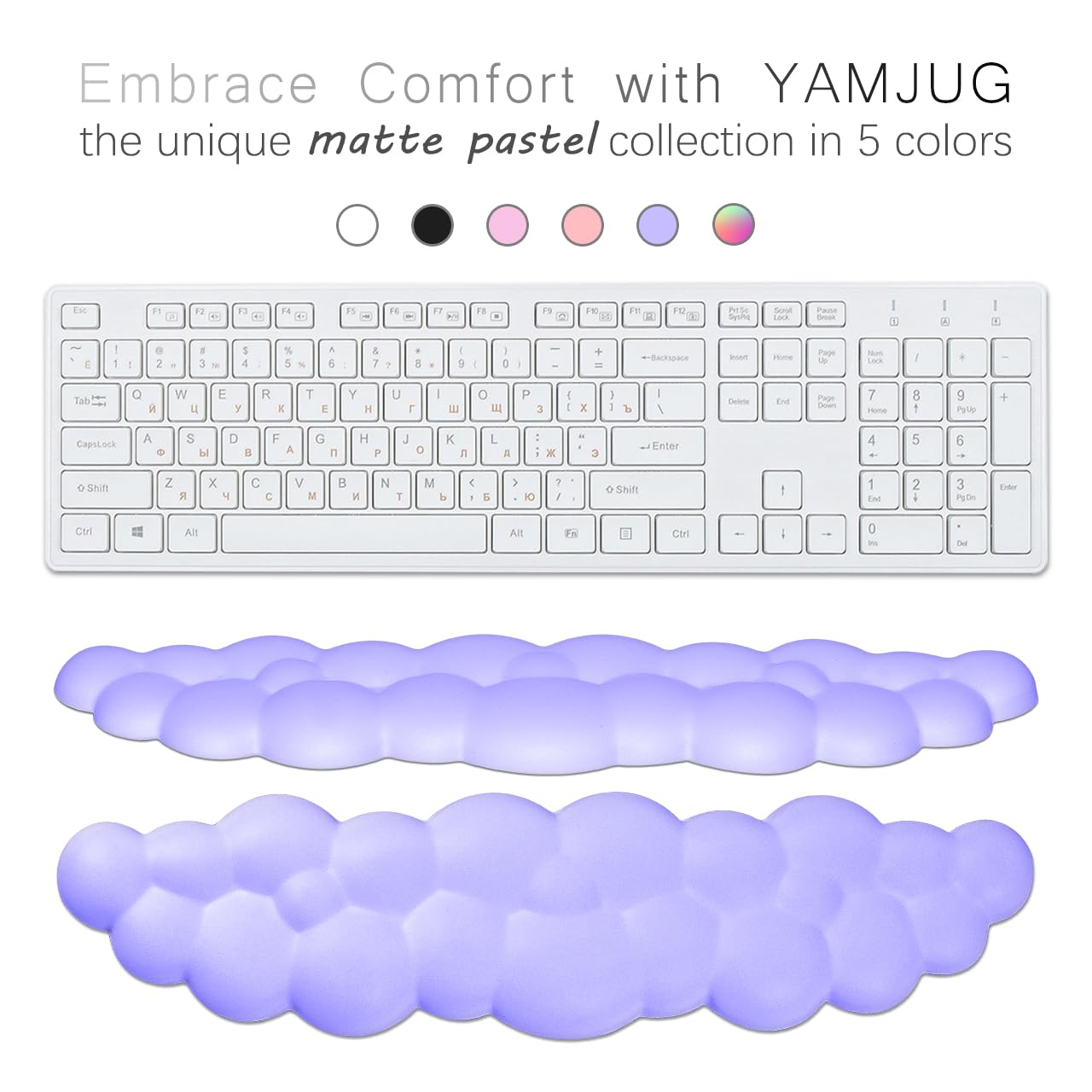 Cloud Wrist Rest Keyboard Palm Rest with Non-Slip Base for Computer Gaming Wrist Rest, YAMJUG Cloud Arm Rest Keyboard Wrist Pad Purple