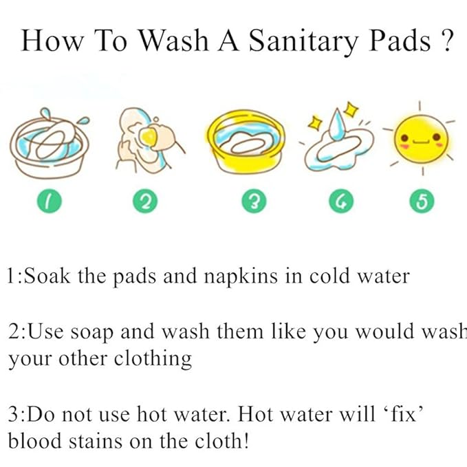 Reusable Waterproof Bamboo Charcoal Menstrual Pad Sets - Panty Liner Regular Flow Heavy Flow (5 Count)