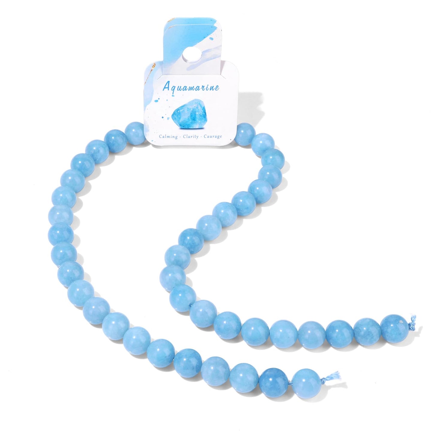40pcs 10mm Natural Aquamarine Gemstone Beads Healing Crystal Round Loose Stone Beads for Jewelry Making, Crystal Stone Beads for Bracelets Necklace Earrings Making