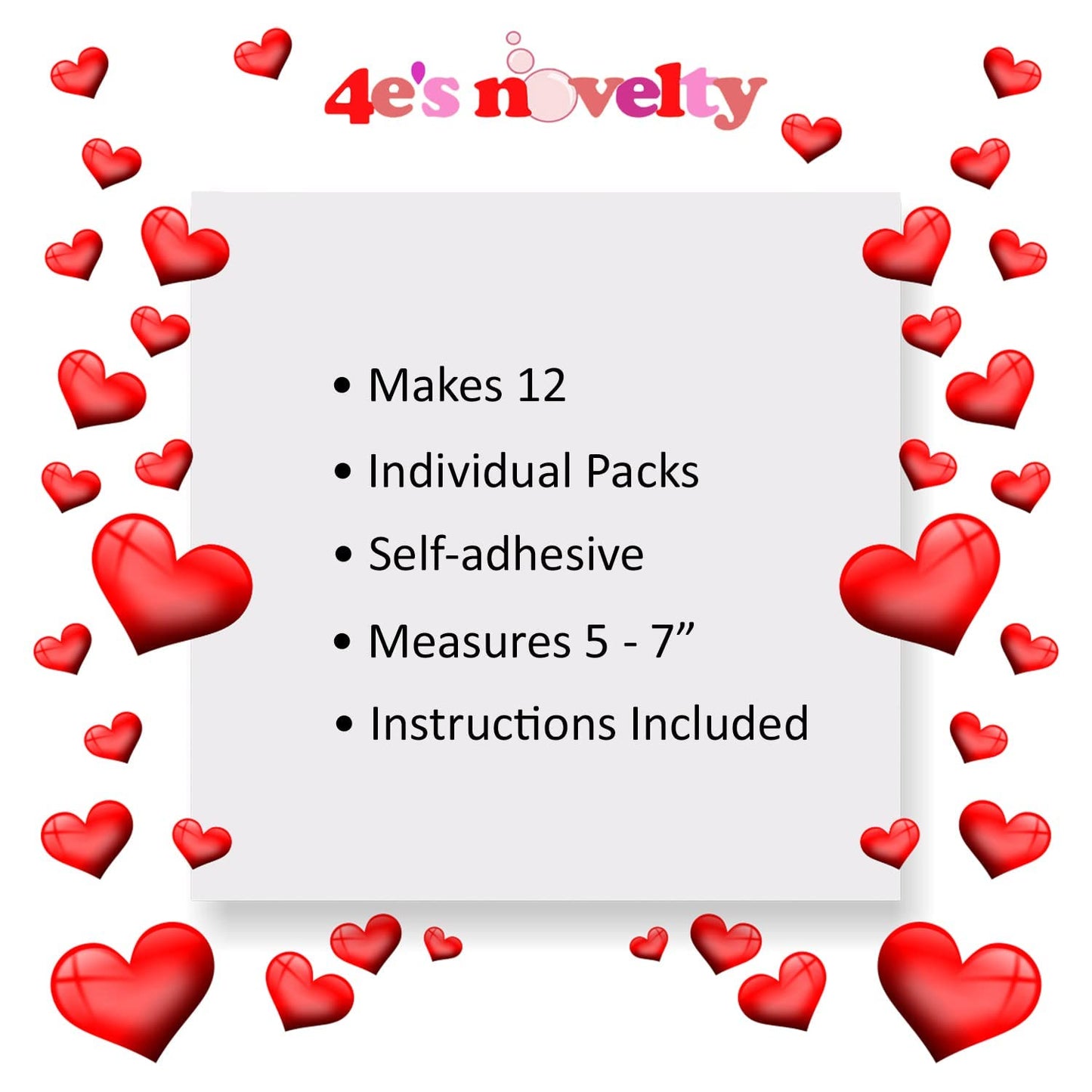 4E's Novelty Valentines Monster Craft Ornament (12 Pack) Foam Valentines Day Crafts for Kids Classroom DIY Valentines Day Card for Kids Bulk - Individually Wrapped, Fun Activity