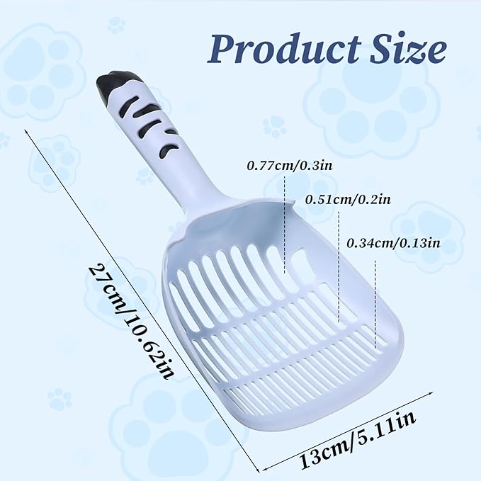 FdcZeyxior Cat Litter Scoop, Cat Scooper for Litter Box Cats and Dog Poop Collector Plastic Kitty Litters Scoop Deep Shovel with Thin Sifting Holes for Home Litters Box