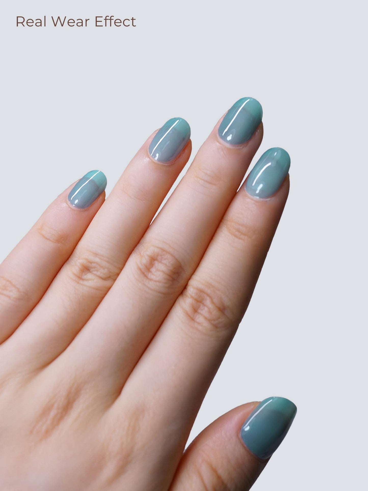Beaolata Real Gel Nail Strips (No UV Light Needed) - 44Pcs Salon Quality Nail Stickers - Long Lasting Polish Wraps for Women, Easy Apply & Remove (Lagoon Light Blue)